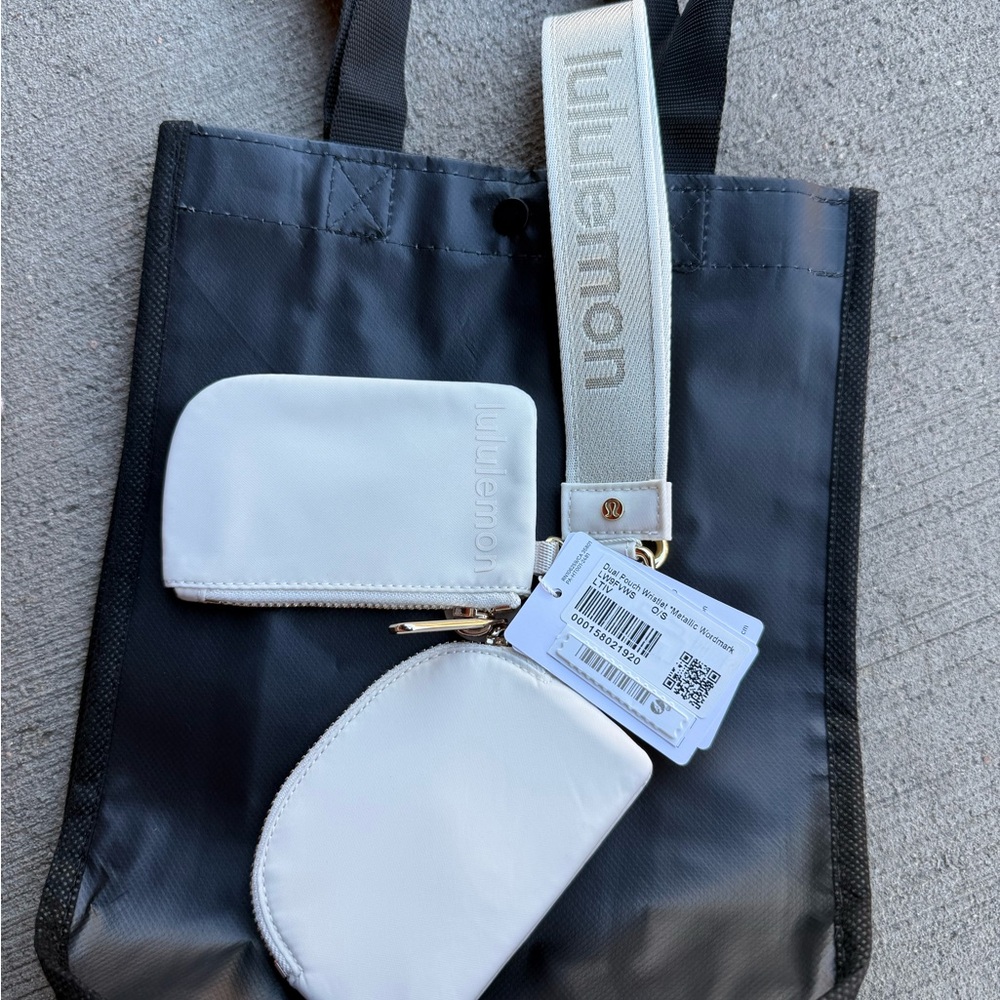 brand new Lululemon Cream and gold Wristlet keychain